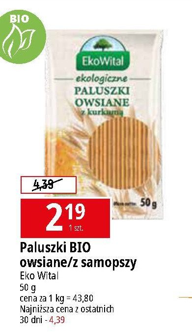 Paluszki owsiane z kurkumą Ekowital promocja