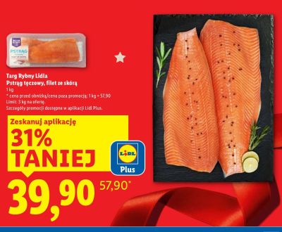 Pstrąg tęczowy filet ze skórą Targ Rybny Lidla promocja w Lidl