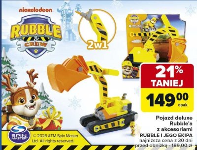 Pojazd deluxe Rubble'a z akcesoriami RUBBLE I JEGO EKIPA promocja w Carrefour
