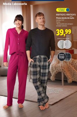 Piżama damska lub męska esmara promocja w Lidl