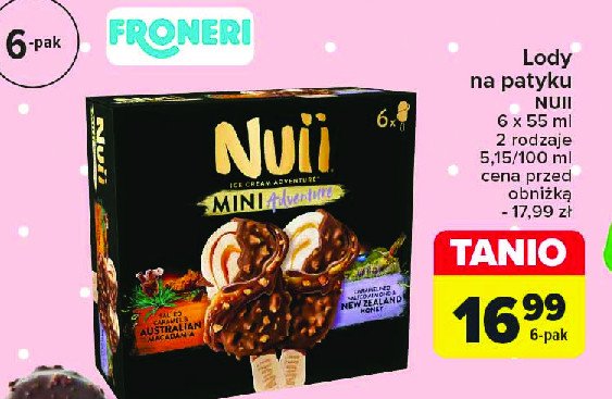 Lody na patyku mini adventure salted caramel & australian macadamia + dark chocolate & nordic berry Nuii promocja