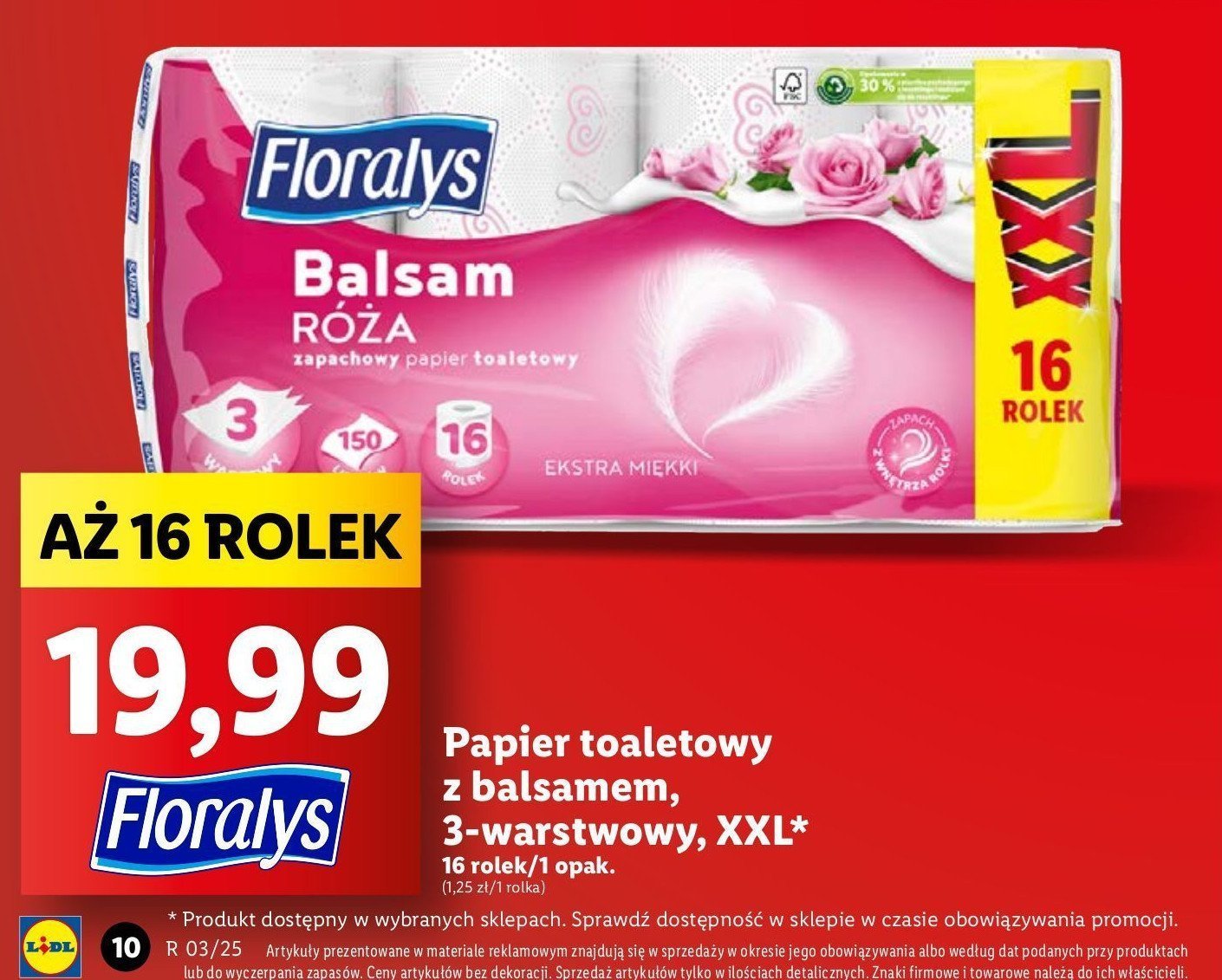 Papier toaletowy balsam róża Floralys promocja w Lidl