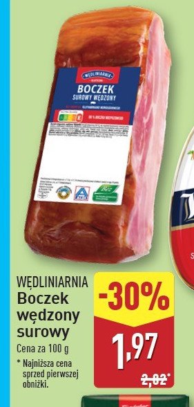 Boczek wędzony parzony Wędliniarnia classic promocja w Aldi