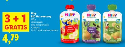 BIO mus owocowy, różne rodzaje 3+1 GRATIS promocja w Lidl