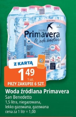 Woda źródlana Primavera San Benedetto 1,5 litra promocja w Leclerc