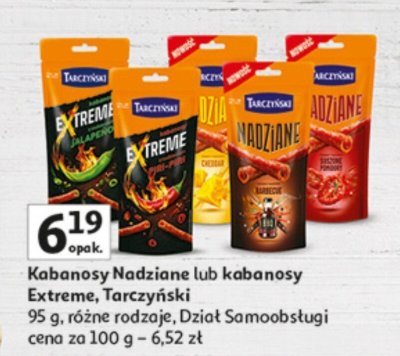 Kabanosy Nadziane lub kabanosy Extreme Tarczyński promocja w Auchan