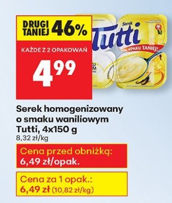 Serek homogenizowany o smaku waniliowym 4-pak promocja w Biedronka