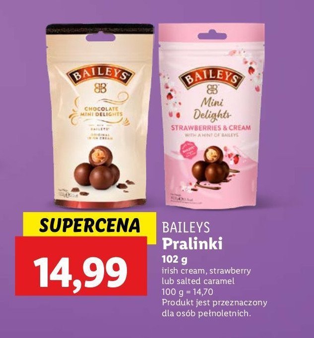 Czekoladki mini delights saled caramel Baileys original irish cream promocja
