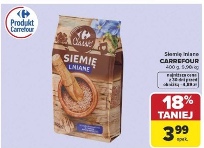 Siemię lniane CARREFOUR 400 g promocja w Carrefour Market