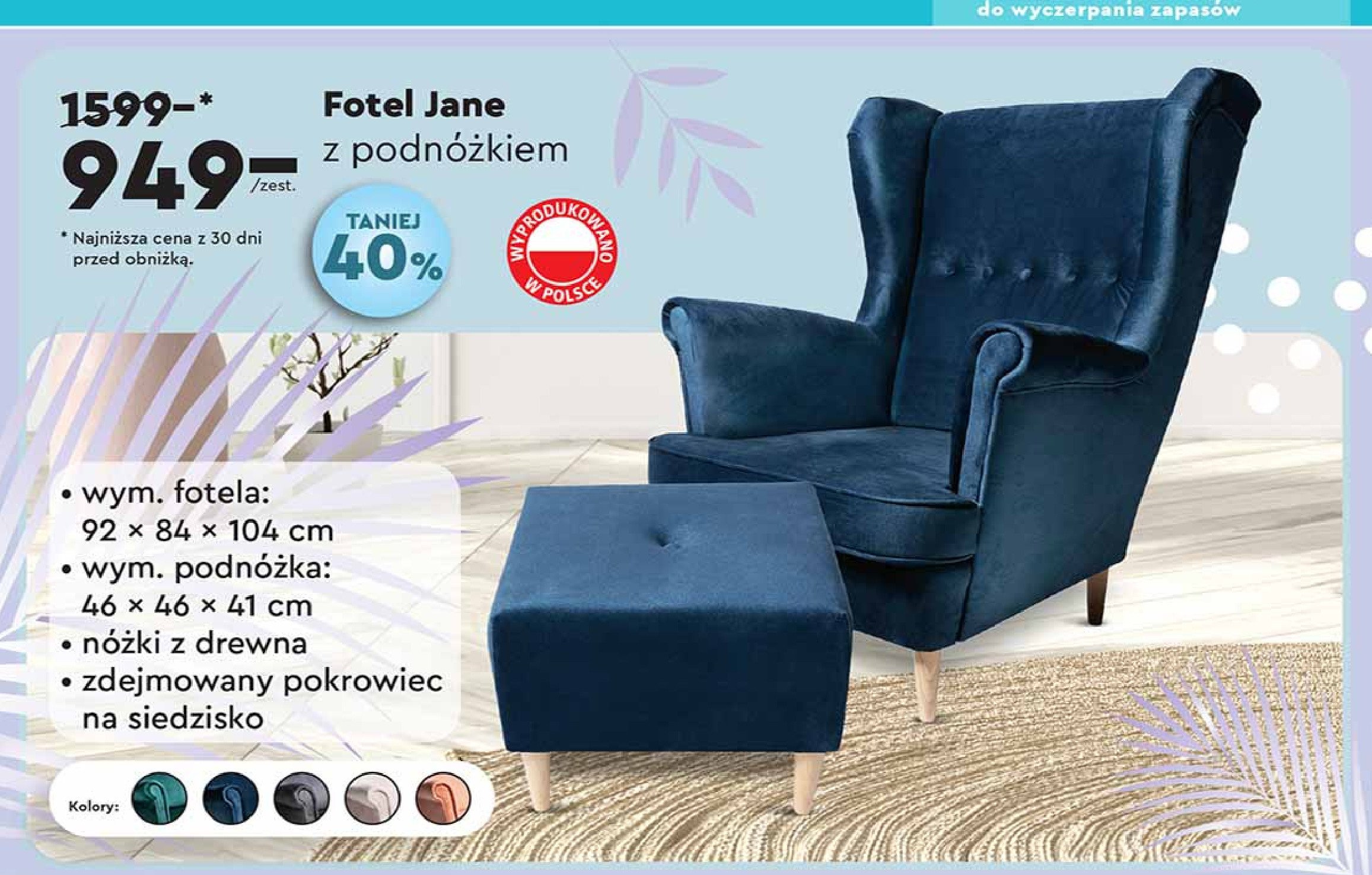 Fotel jane z podnóżkiem promocja