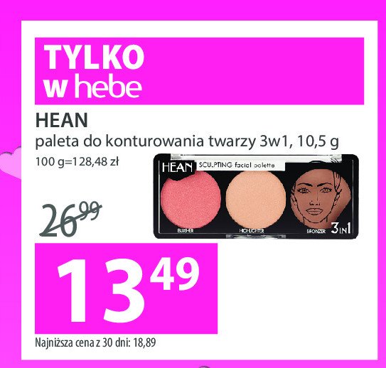 Paletka 3w1 róż rozświetlacz i bronzer Hean Hean cosmetics promocja