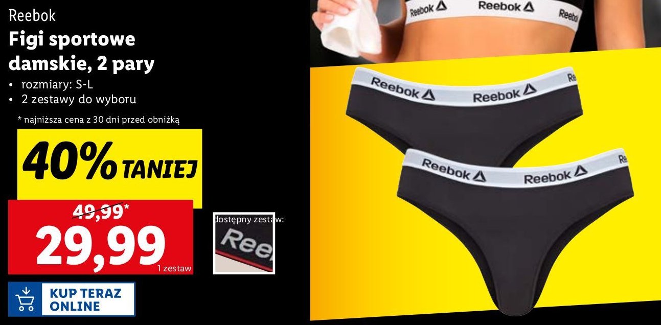 Figi sportowe damskie s-l Reebok promocja w Lidl