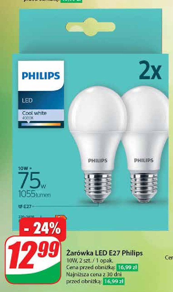 Żarówka standardowa 75w e27 Philips promocja