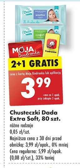 Chusteczki wilgotne comfort Dada extra soft promocja