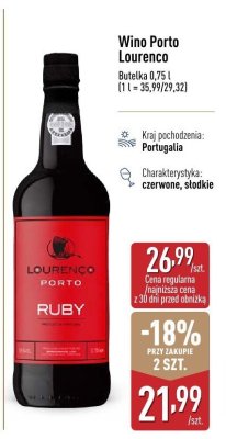 Wino Porto Lourenco Ruby promocja w Aldi