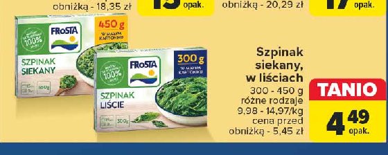 Szpinak w liściach Frosta promocja