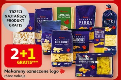 Makarony oznaczone logo, różne rodzaje promocja w Auchan