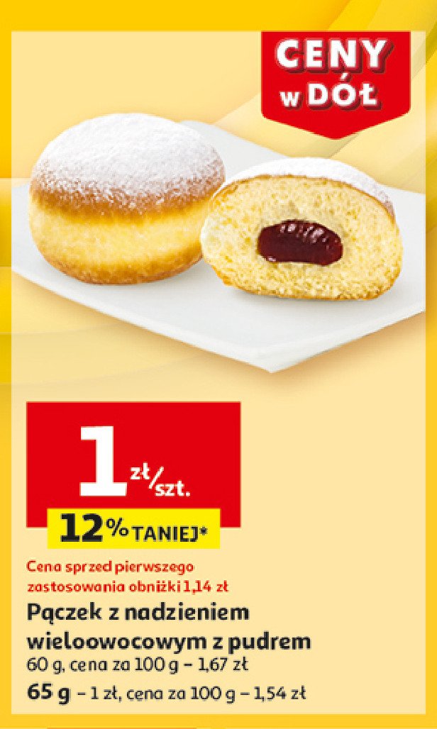 Pączkek wieloowocowy z pudrem promocja w Auchan