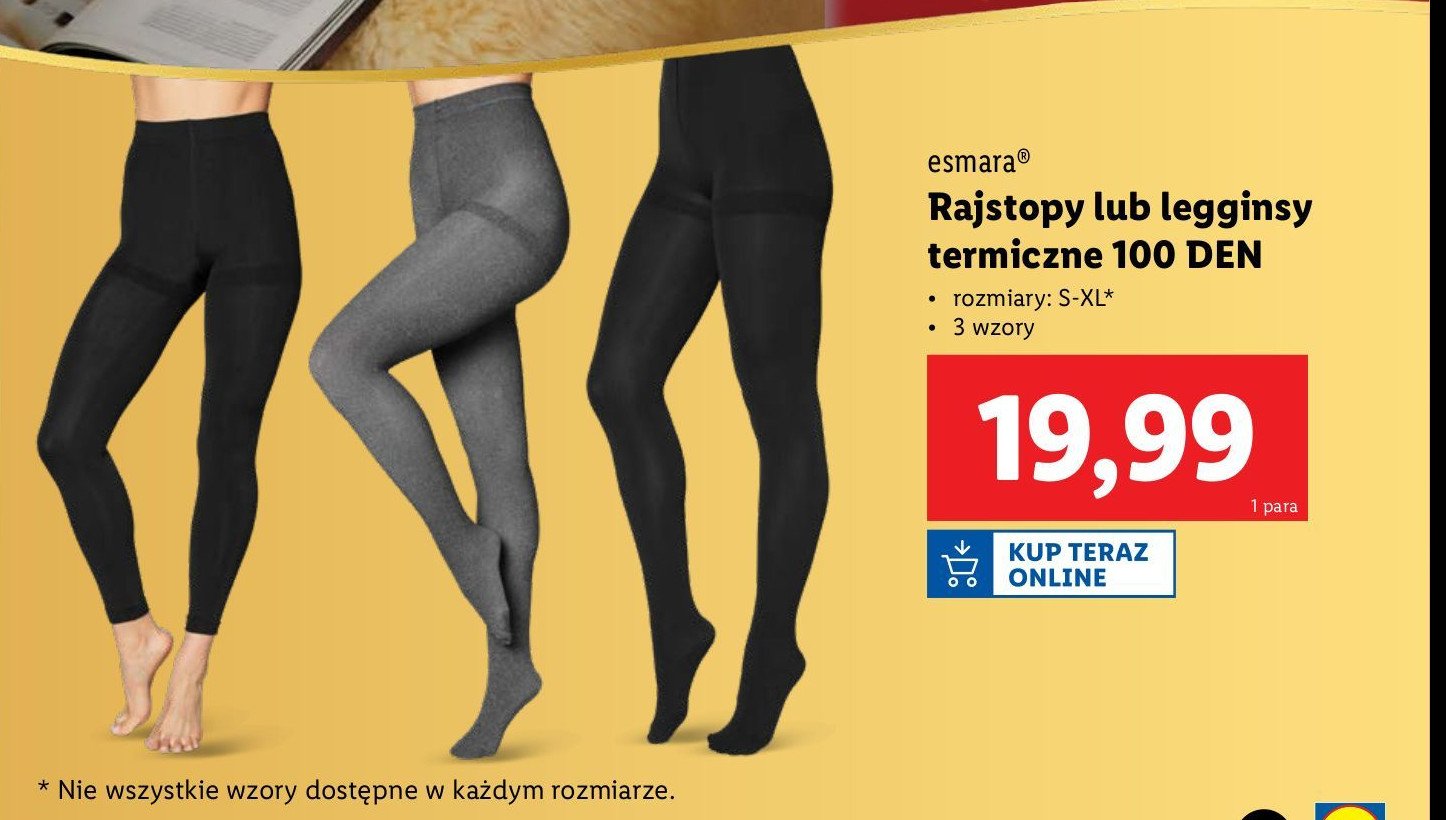 Rajstopy termiczne s-xl Esmara promocja w Lidl