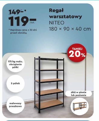 Regał warsztatowy 180 x 90 x 40 cm Niteo tools promocja