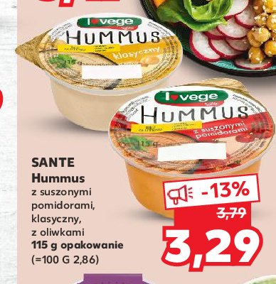 Hummus z oliwkami Sante i love vege promocja