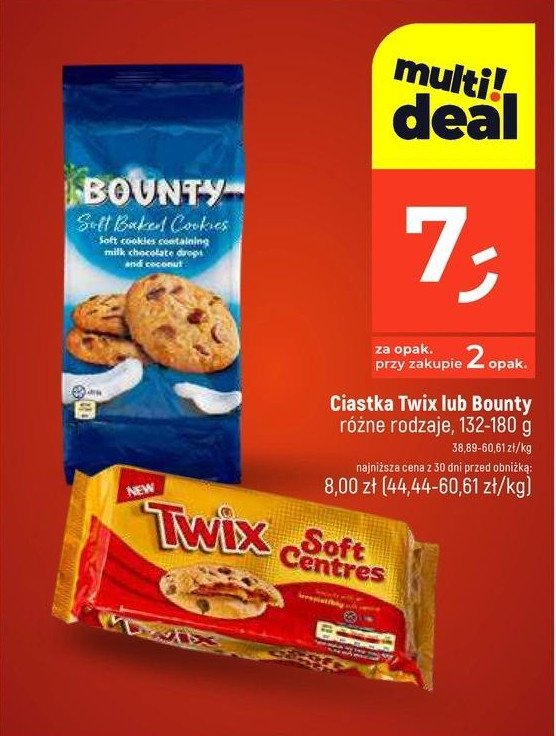 Ciastka z kawałkami czekolady i karmelowym nadzieniem TWIX SOFT CENTRES promocja