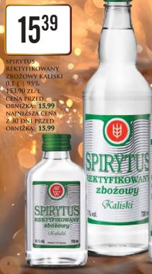Spirytus rektyfikowany zbożowy Kaliski 0.1 l | 95% promocja w Dino