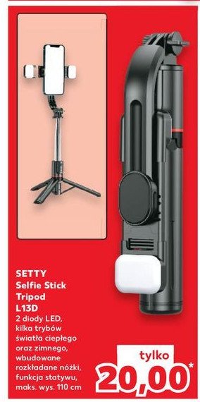 Selfie stick tripod 2x led l13d Setty promocja