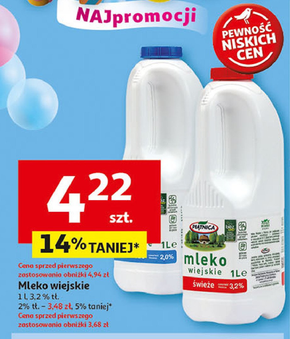 Mleko wiejskie 2% Pi膮tnica promocja