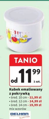 Kubek emaliowany z pokrywką 14 cm DELHAN promocja w Intermarche