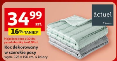 Koc dekorowany w szerokie pasy wym.: 125 x 150 cm, 4 kolory promocja w Auchan