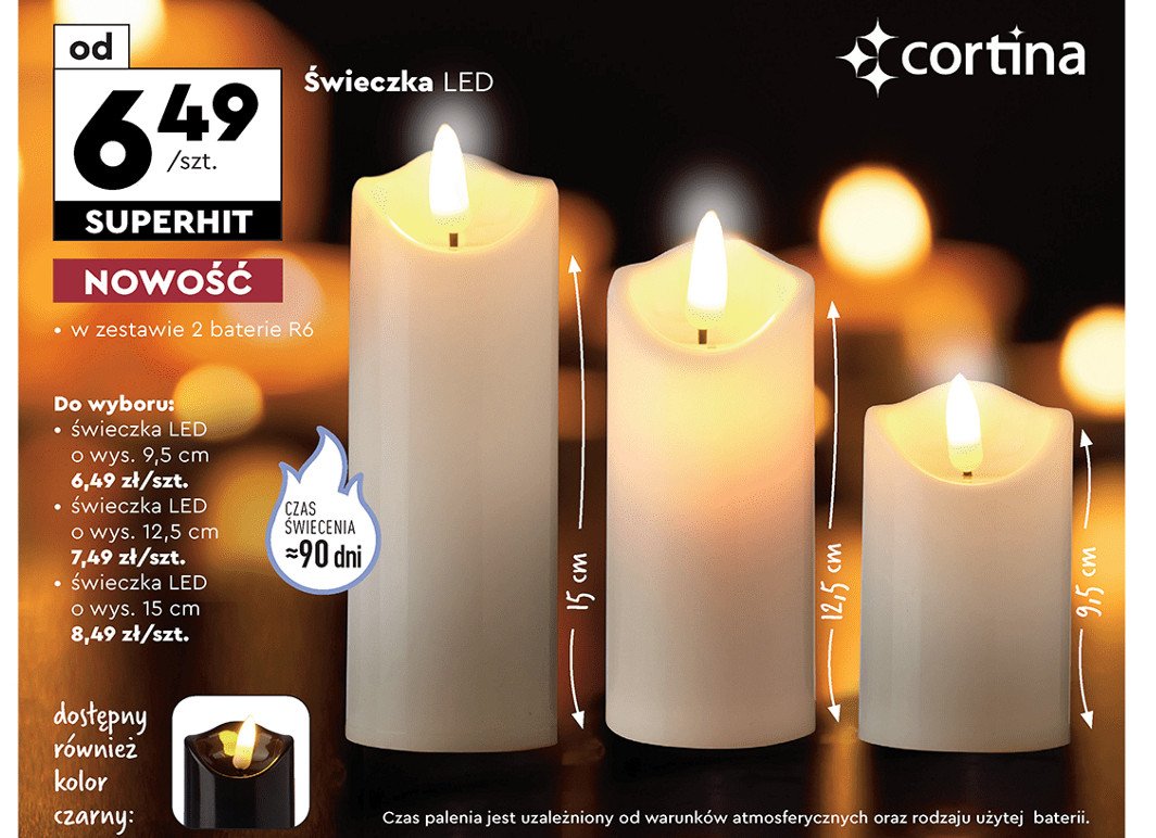 Świeczka led 9.5 cm Cortina promocja w Biedronka