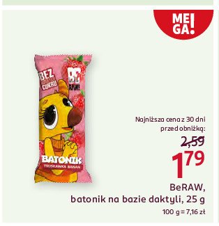 Batonik truskawka banan Be raw! promocja