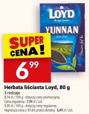 Herbata liściasta Loyd, 80 g promocja w Twój Market