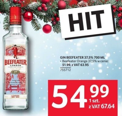 Gin Beefeater 37,5% 700 ml promocja w Selgros