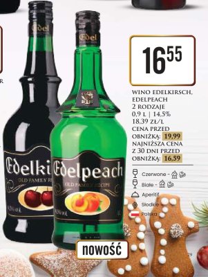 Wino Edelkirsch Edelpeach Old Family 0.9L 14.5% promocja w Dino
