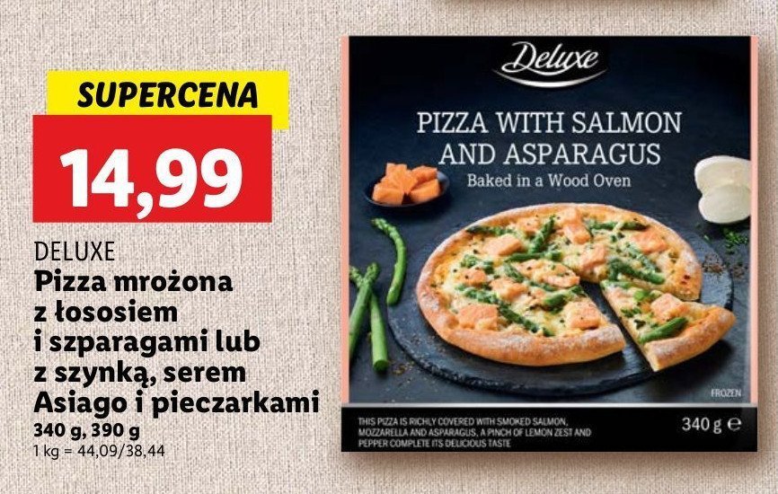 Pizza z łososiem i szparagami Deluxe promocja