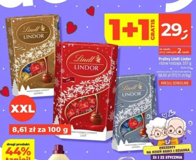 Praliny Lindor, różne rodzaje 1+1 GRATIS promocja w Dealz