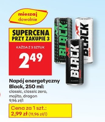Napój energetyczny Black, 250 ml classic, classic zero, mojito, dragon promocja w Biedronka