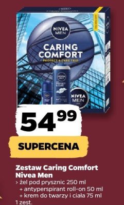 Zestaw Caring Comfort - żel pod prysznic + antyperspirant roll-on + krem do twarzy i ciała  promocja w Netto
