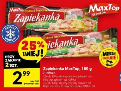 Zapiekanka MaxTop 180g - 2 rodzaje promocja w Twój Market