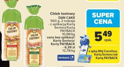 Chleb tostowy DAN CAKE 500g 2 rodzaje promocja w Carrefour