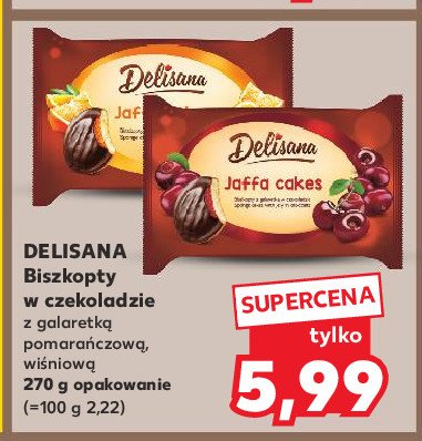 Biszkopty z galaretką wiśniową Delisana promocja w Kaufland