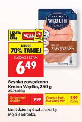 Szynka zawędzana 250 g promocja w Biedronka