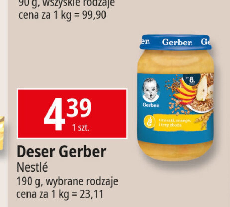 Deser gruszki mango i trzy zboża Gerber promocja