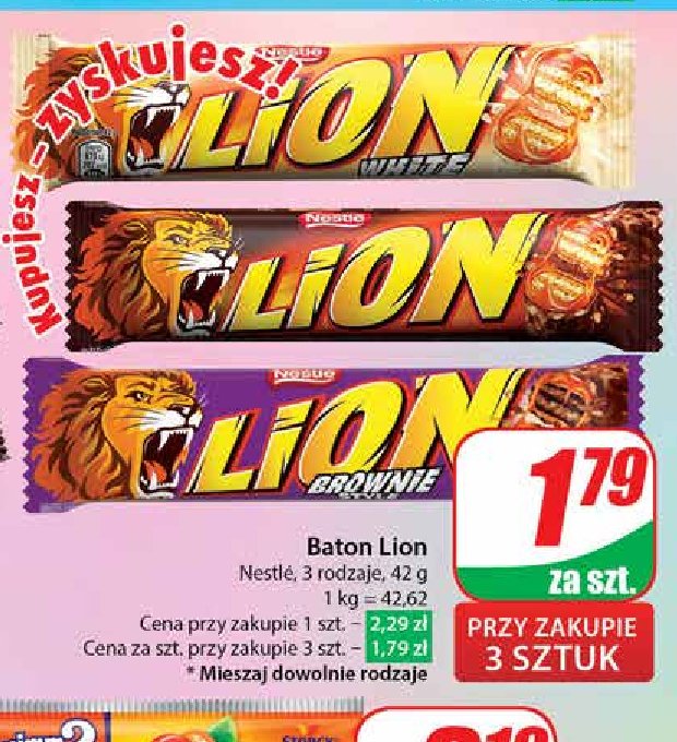 Baton Lion white promocja w Dino