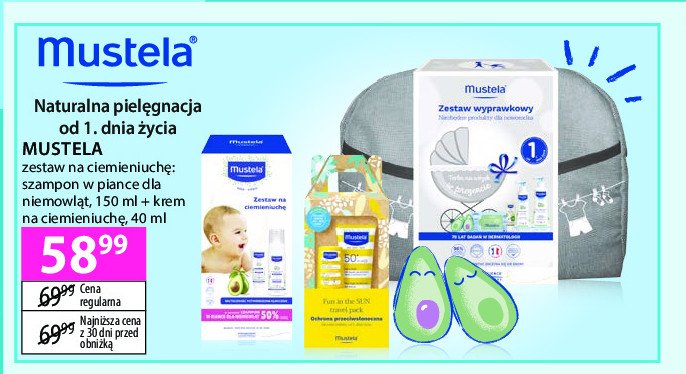 Zestaw w pudełku: szampon 150 ml + krem na ciemieniuchę 40 ml Mustela promocja