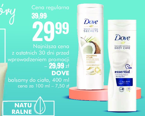 Balsam do ciała essential Dove nourishing body care promocja