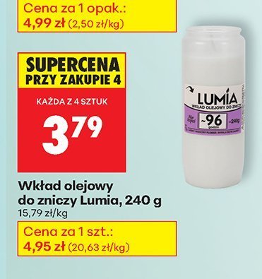 Wkład olejowy do znicza Lumia, 240 g promocja w Biedronka