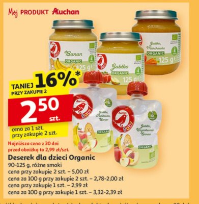 Deserek dla dzieci jabłko brzoskwinia banan Auchan baby promocja